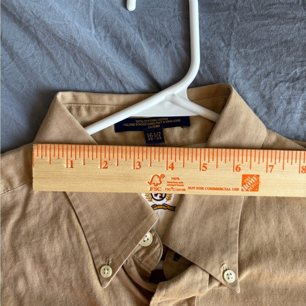 Tommy Hilfiger Men’s Tailored Fit 16 1/2 Size 34-35 Beige Longsleeve Dress Shirt - Picture 11 of 12